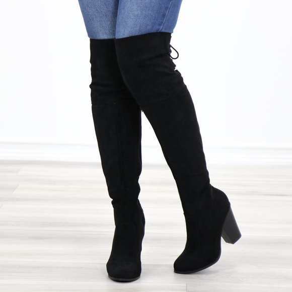 *Restock Thigh High Heeled Boots With Lace Up Back - Picture 3 of 16